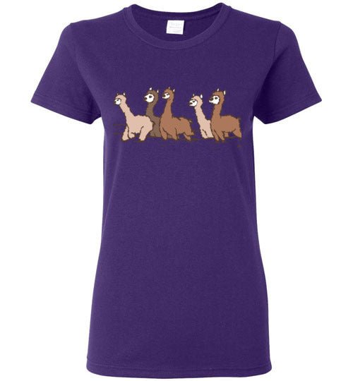 Load image into Gallery viewer, t-shirt: Curious Alpacas Gildan Ladies Short-Sleeve