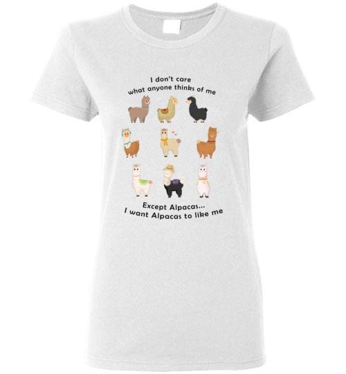 Load image into Gallery viewer, t-shirt: I Want Alpacas to Like Me Gildan Ladies Short-Sleve