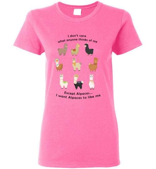 Load image into Gallery viewer, t-shirt: I Want Alpacas to Like Me Gildan Ladies Short-Sleve