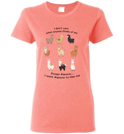 Load image into Gallery viewer, t-shirt: I Want Alpacas to Like Me Gildan Ladies Short-Sleve