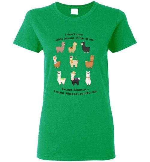 Load image into Gallery viewer, t-shirt: I Want Alpacas to Like Me Gildan Ladies Short-Sleve