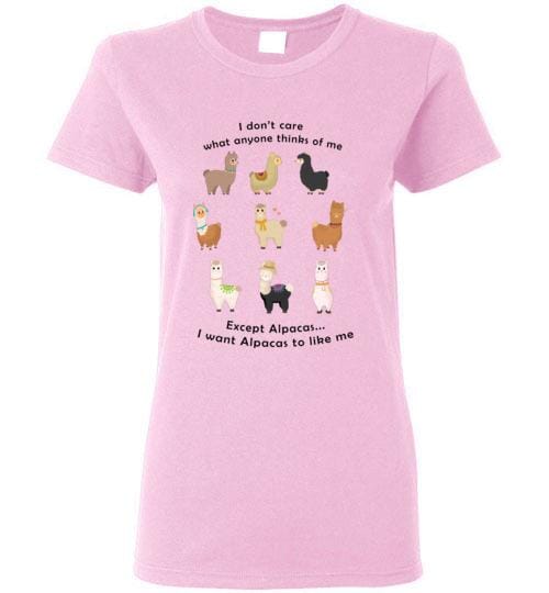 Load image into Gallery viewer, t-shirt: I Want Alpacas to Like Me Gildan Ladies Short-Sleve