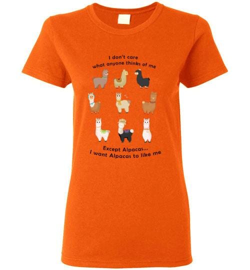 Load image into Gallery viewer, t-shirt: I Want Alpacas to Like Me Gildan Ladies Short-Sleve