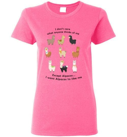 Load image into Gallery viewer, t-shirt: I Want Alpacas to Like Me Gildan Ladies Short-Sleve