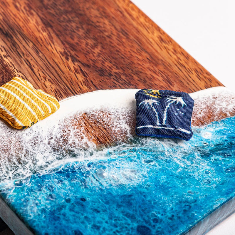 Load image into Gallery viewer, The Beach Epoxy Resin Double Chuck ART Mini Tabletop Cornhole Game