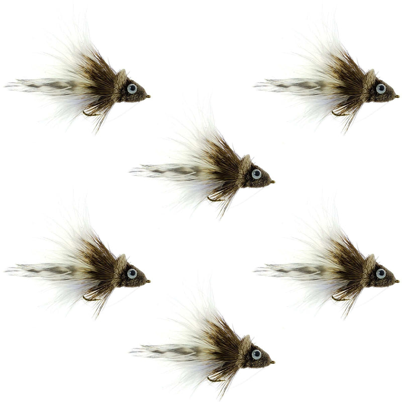 Load image into Gallery viewer, Deer Hair Dahlberg Diver 6 Flies Hook Size 4 - White Marabou Bass Fly Fishing Bug Wide Gape Bass Hooks With Weed Guard