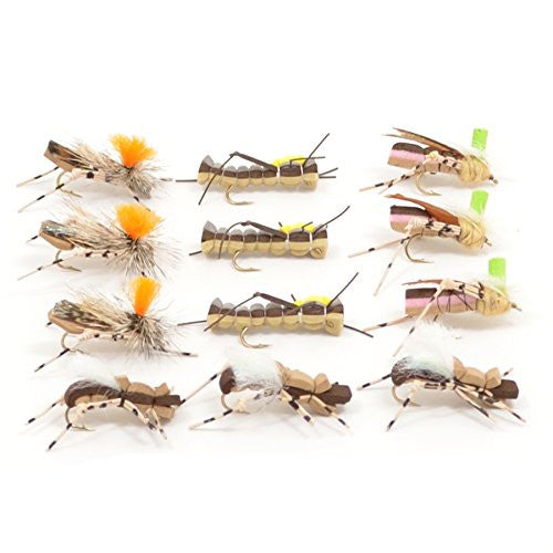 Load image into Gallery viewer, Trout Fly Assortment - Foam Body High Visibility Grasshopper Dry Fly Collection