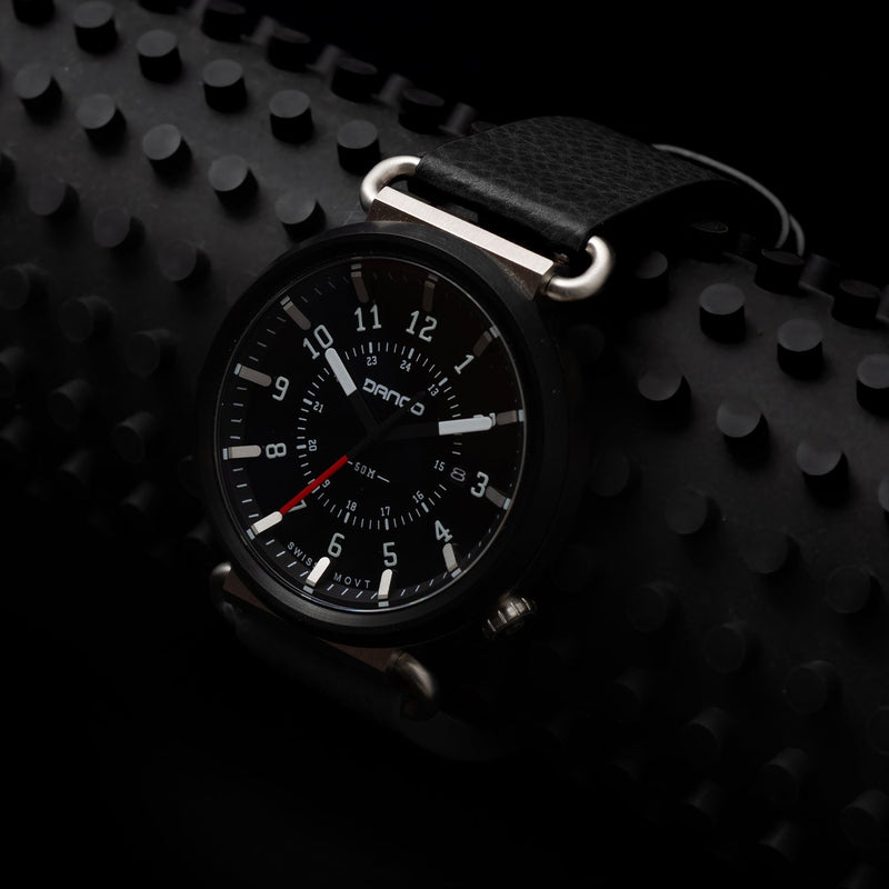 Load image into Gallery viewer, TK-01 - Trek Watch with Italian Leather Strap - Jet Black