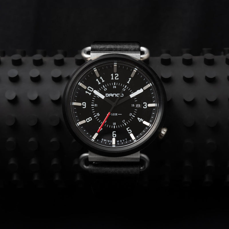 Load image into Gallery viewer, TK-01 - Trek Watch with Italian Leather Strap - Jet Black