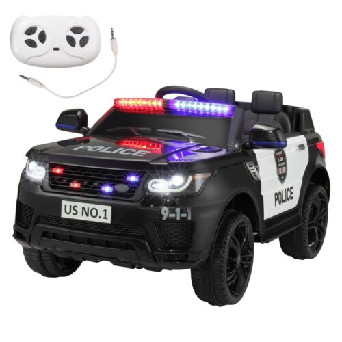 TOBBI 12V Electric Kids Police Car with Remote Control and Real Megaphone