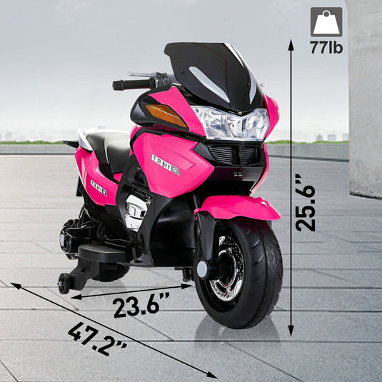 TOBBI 12V Electric Ride-On Motorcycle for Kids with Training Wheels