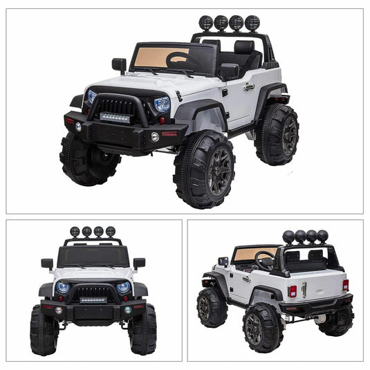TOBBI 12V Kids Electric 2 Speed Open Top SUV Ride On Toy, White