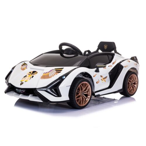 TOBBI 12V Kids Lamborghini Sian Ride-On Car with DIY Sticker Kit - Officially Licensed Electric Toy