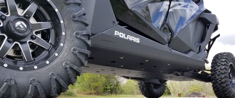 Load image into Gallery viewer, Trail Armor RZR XP Pro 4 Full Skids with Integrated Sliders or Trimmed for Extreme Kick Out Nerf Sliders