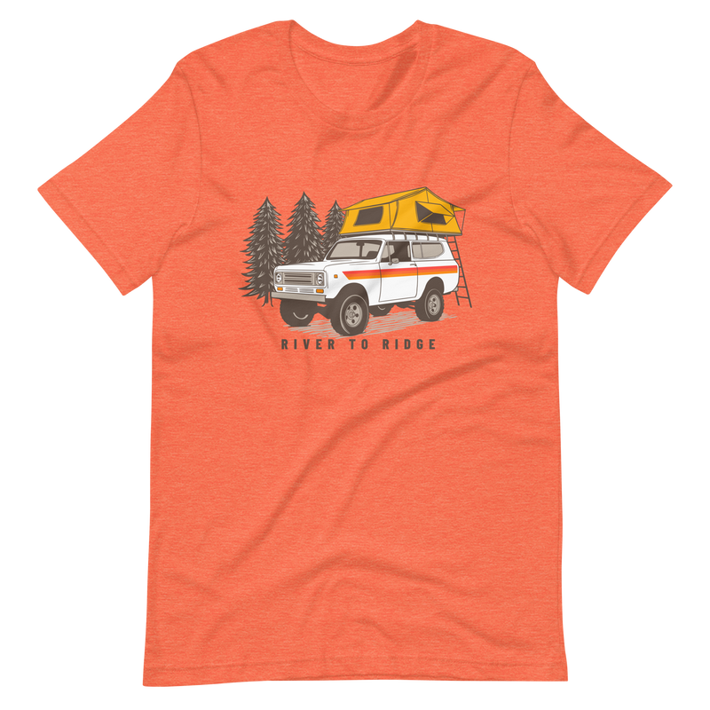 Load image into Gallery viewer, Women's Overland Camping T, Heather Orange or Grey