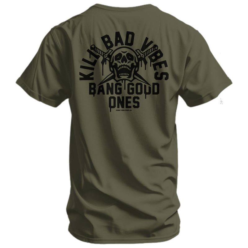 Load image into Gallery viewer, Kill Bad Vibes. Bang Good Ones Skull Men's T-Shirt