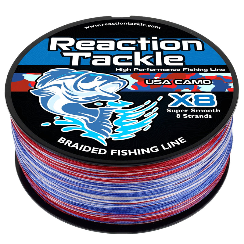 Load image into Gallery viewer, Reaction Tackle X8 Braided Fishing Line - USA Camo 8 Strand