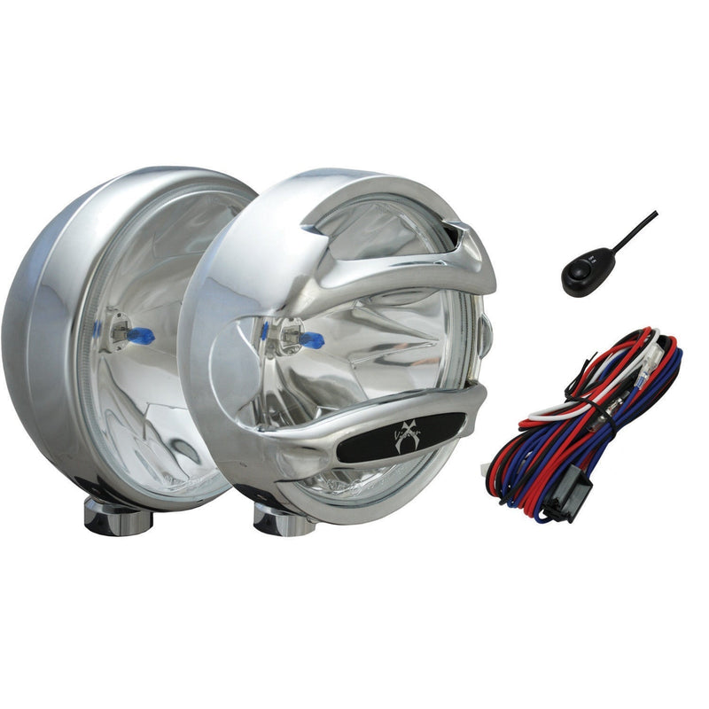 Load image into Gallery viewer, 8" Chrome 100 Watt Halogen Spot Lamps with Rock Guards