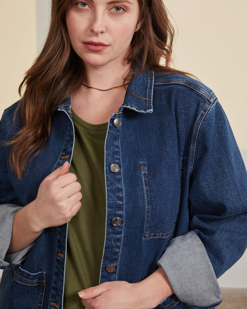 Load image into Gallery viewer, Organic Denim Painter's Jacket