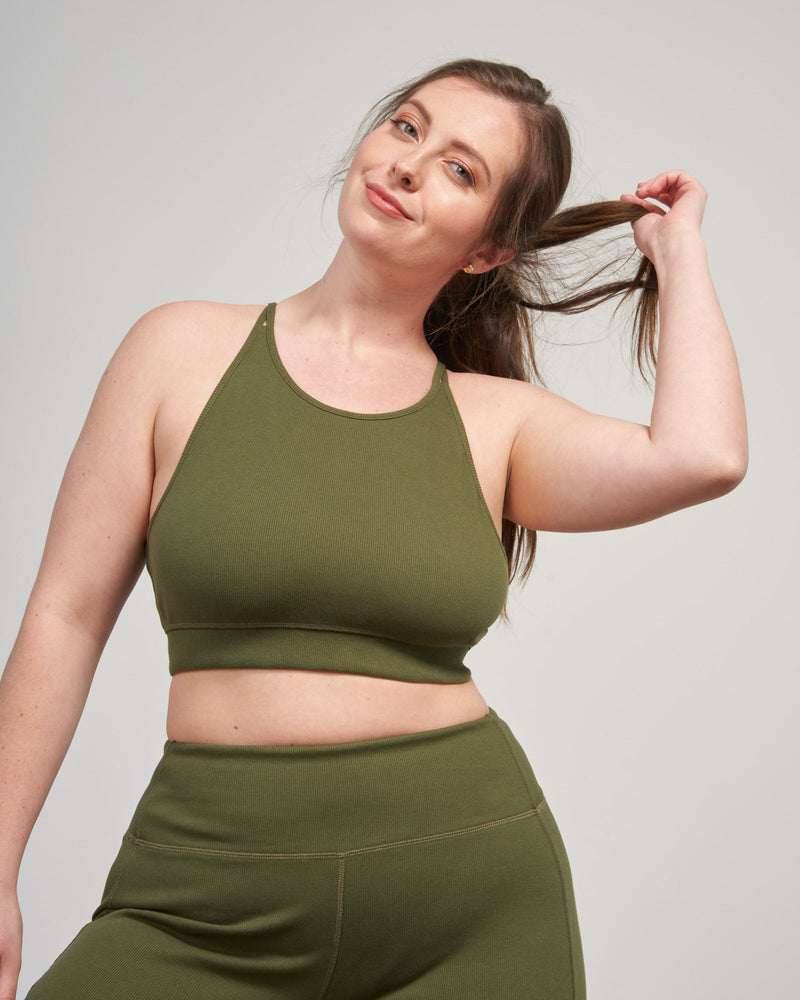 Load image into Gallery viewer, EcoKnit™ Ribbed High-Neck Sports Bra