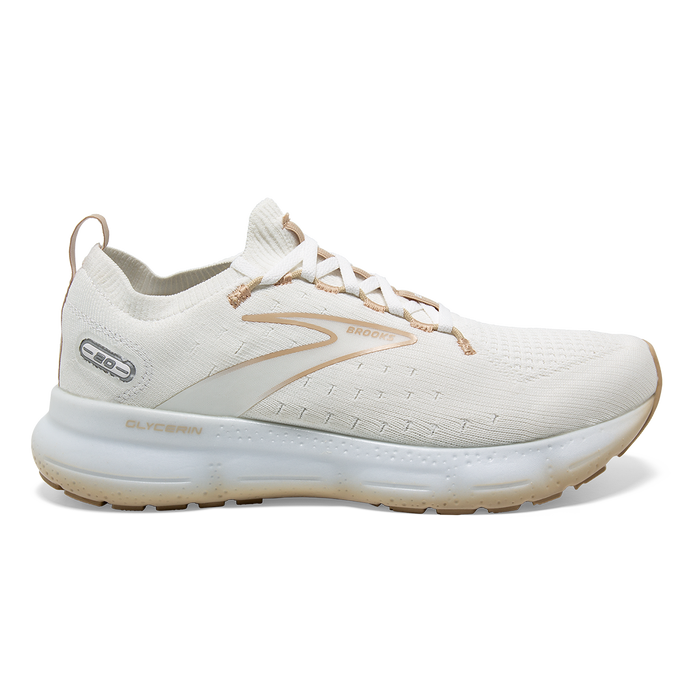 Women's Brooks Glycerin StealthFit 20, White/Khaki, 11 B Medium - Skoutley Outdoors LLC