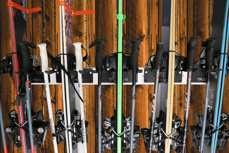 Load image into Gallery viewer, Wall Rack Holds Skis or Snowboard by Bindings, Yard Tools, Gear & Equipment - Made in the USA