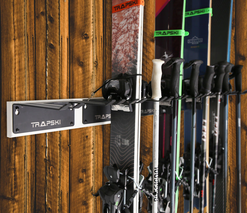 Load image into Gallery viewer, Wall Rack Holds Skis or Snowboard by Bindings, Yard Tools, Gear & Equipment - Made in the USA