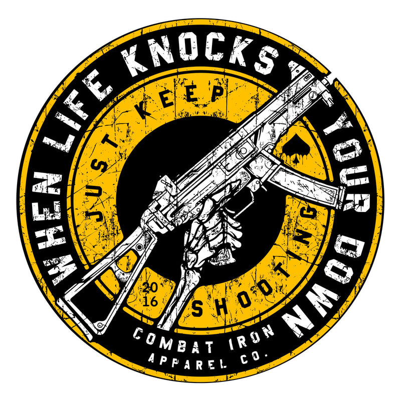 Load image into Gallery viewer, When Life Knocks You Down Just Keep Shootings Decal