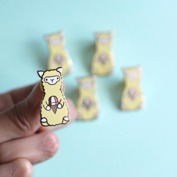 Load image into Gallery viewer, Wild Whimsy Alpaca Ice Cream Pin