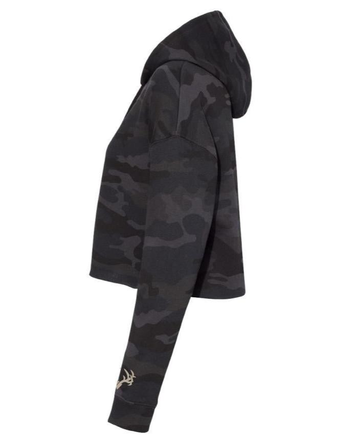 Load image into Gallery viewer, Womens Backwoods Retreat Crop Hoodie
