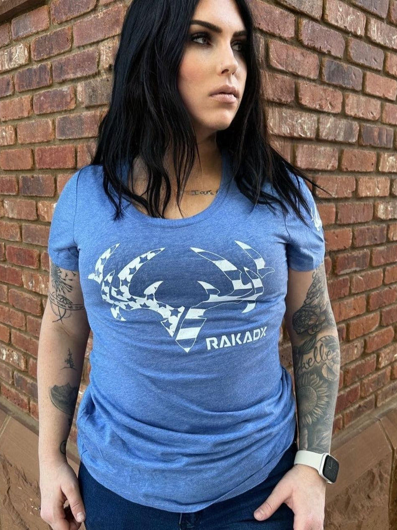 Load image into Gallery viewer, Womens Blue Star Spangled Rak Tee