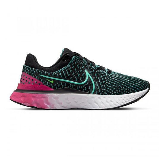Women's Nike React Infinity Run Flyknit 3, Black/Dynamic Turq-Pink Prime, 6.5 B Medium - Skoutley Outdoors LLC