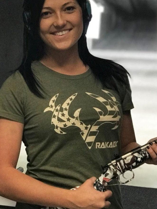 Load image into Gallery viewer, Womens Olive Star Spangled Rak Tee