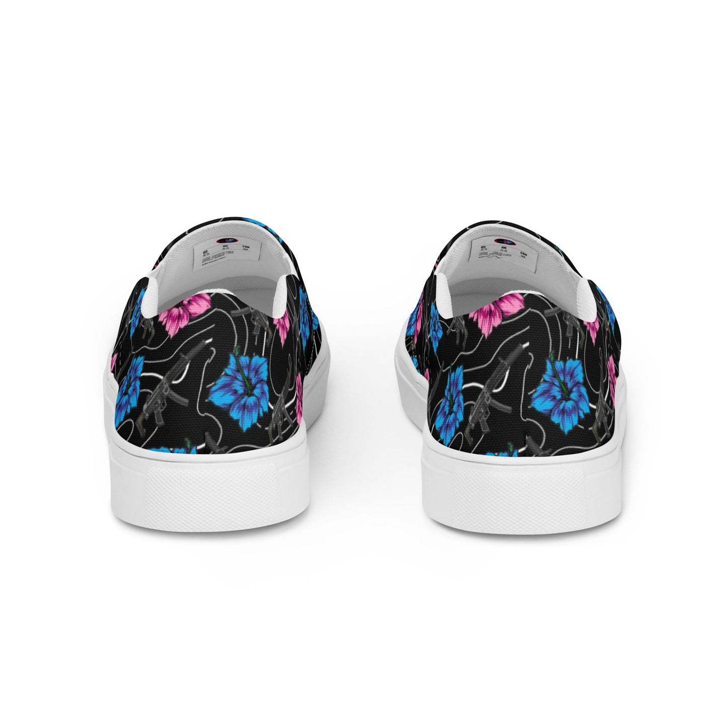Rad Palm High Capacity Hibiscus Black Women’s Slip On Canvas Shoes