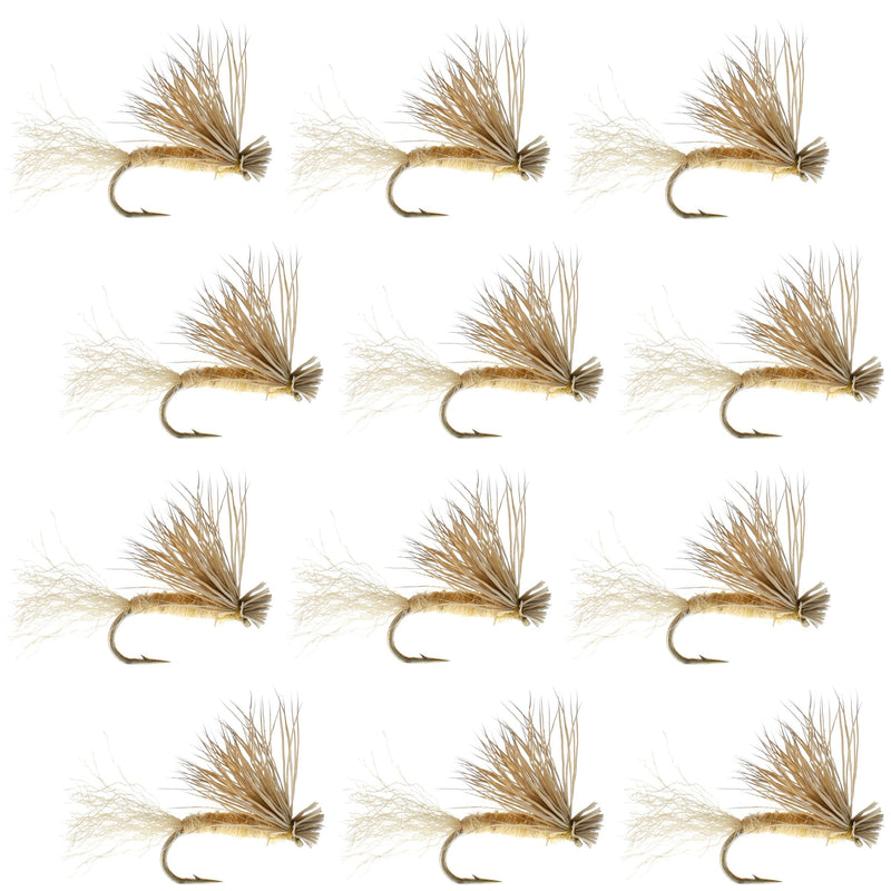 Load image into Gallery viewer, Tan X Caddis Emerging Caddis Adult Trout Dry Fly - 1 Dozen Flies Hook Size 16