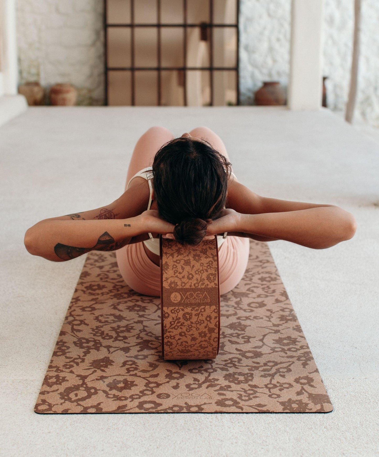 Cork Yoga Wheel - Floral Batik Tonal