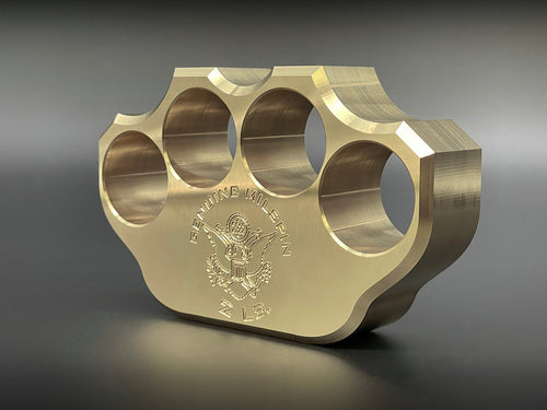 Milspin 2LB Brass Knuckle Non-Customizable Paperweight (Milspin Logo Only)