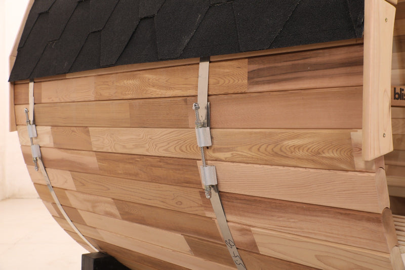 Load image into Gallery viewer, Blisspod | Prague | Canadian Red Cedar Outdoor Steam Barell Sauna | Full Glass Back
