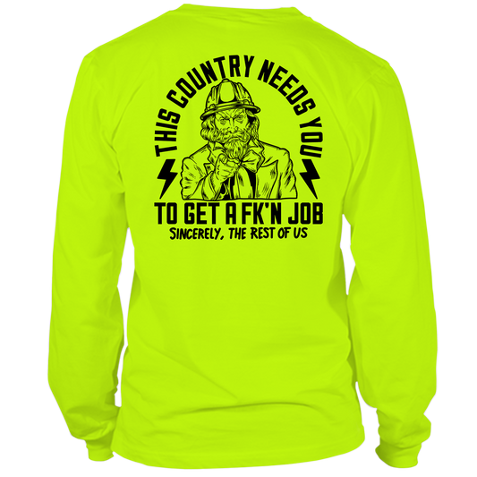 Your Country Needs You - Long Sleeve Safety Yellow Hi-Vis
