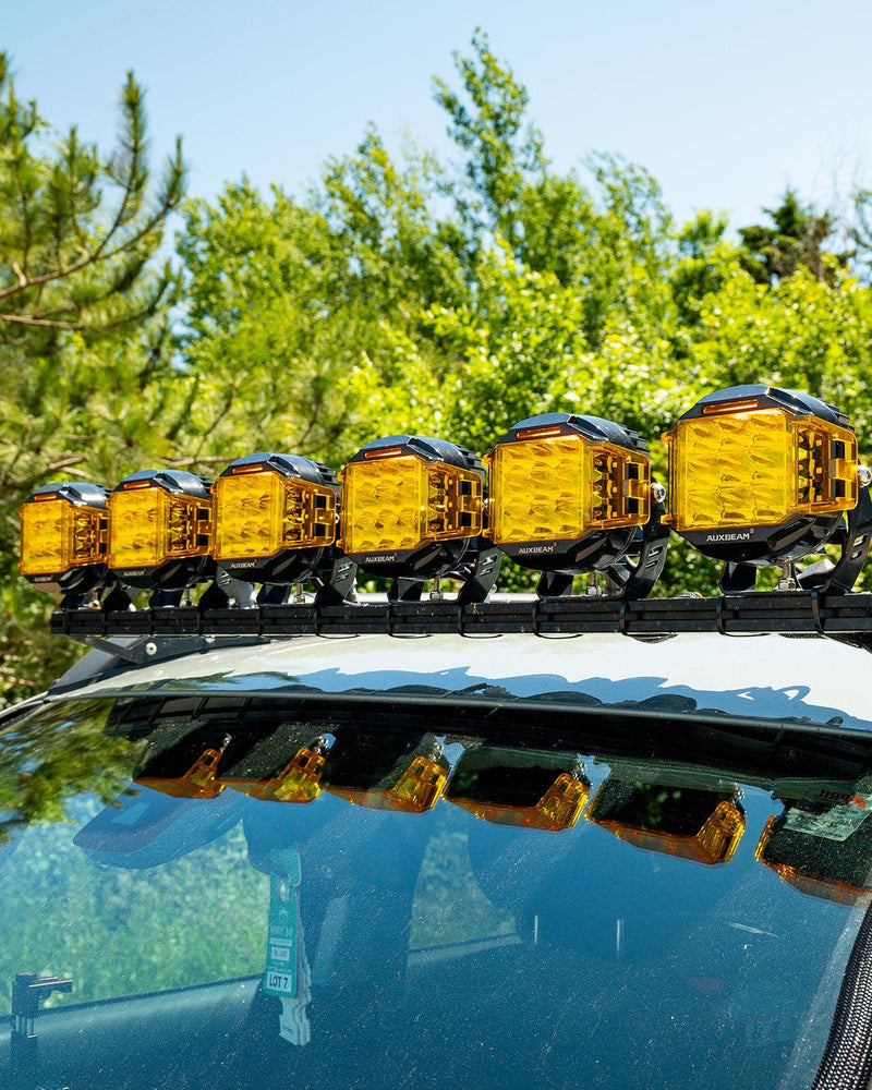 Load image into Gallery viewer, V-MAX Series | 5 Inch 168W 16440LM Combo Beam Side Shooter LED Round Pod Lights with Amber DRL
