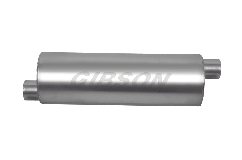 Load image into Gallery viewer, Gibson SFT Superflow Offset/Offset Round Muffler - 6x19in/2.25in Inlet/2.25in Outlet - Stainless
