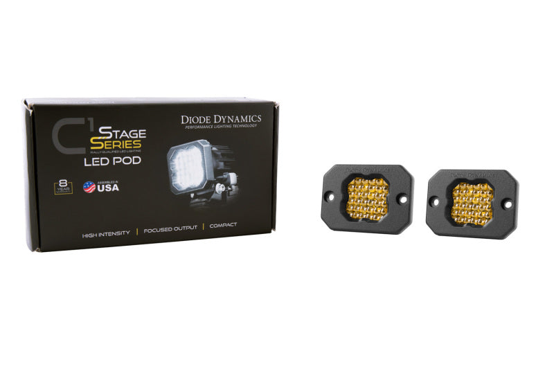 Load image into Gallery viewer, Diode Dynamics Stage Series C1 LED Pod Pro - Yellow Flood Flush ABL (Pair)
