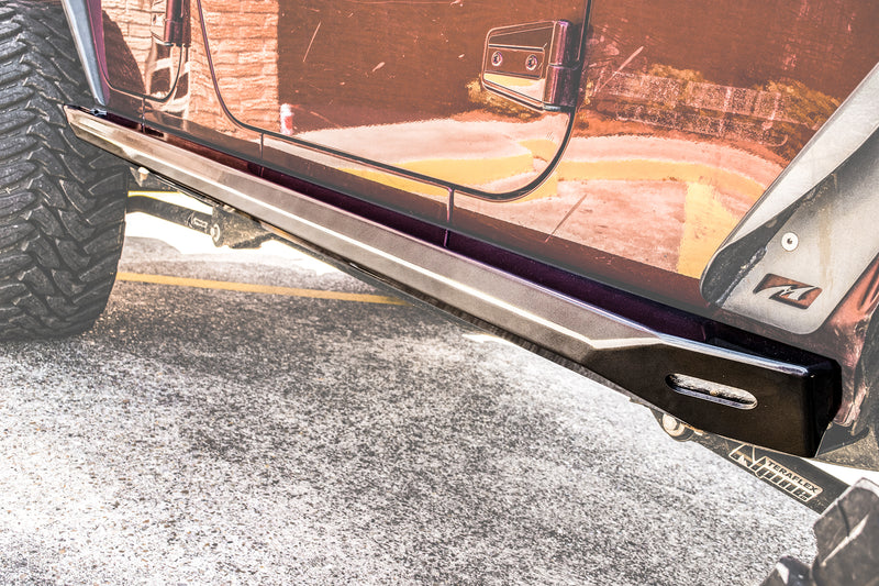 Load image into Gallery viewer, Jeep Wrangler JKU "Ambush Series" Side Steps / Rock Sliders w/ Integrated LED Rock Lights
