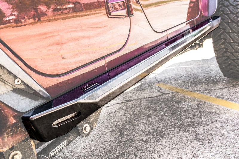 Load image into Gallery viewer, Jeep Wrangler JKU "Ambush Series" Side Steps / Rock Sliders w/ Integrated LED Rock Lights
