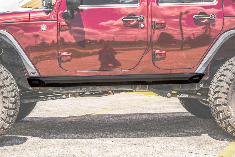 Load image into Gallery viewer, Jeep Wrangler JKU "Ambush Series" Side Steps / Rock Sliders w/ Integrated LED Rock Lights
