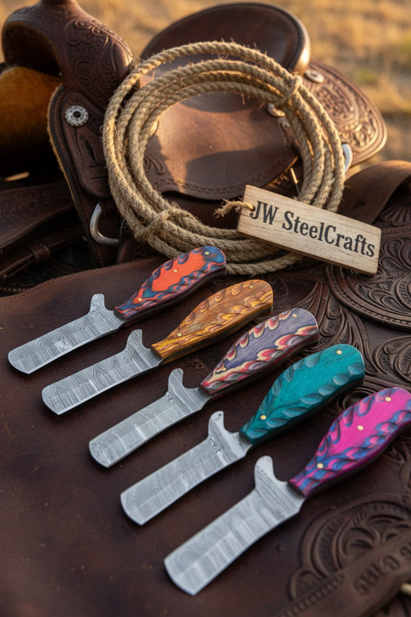 Load image into Gallery viewer, Rainbow Ridge Bull Cutter Set of 5 Handmade High Carbon Steel 7 inches
