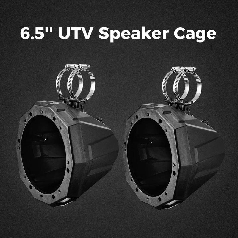 Load image into Gallery viewer, Universal 6.5" Speaker Cage Swivel Pods with 1.75 to 2" Mounting Clamps
