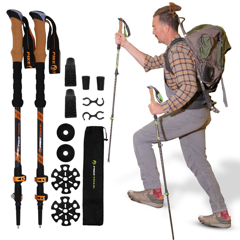 Load image into Gallery viewer, Pike Trail Carbon Fiber Trekking Poles – Lightweight, Adjustable Hiking Poles for Every Adventure
