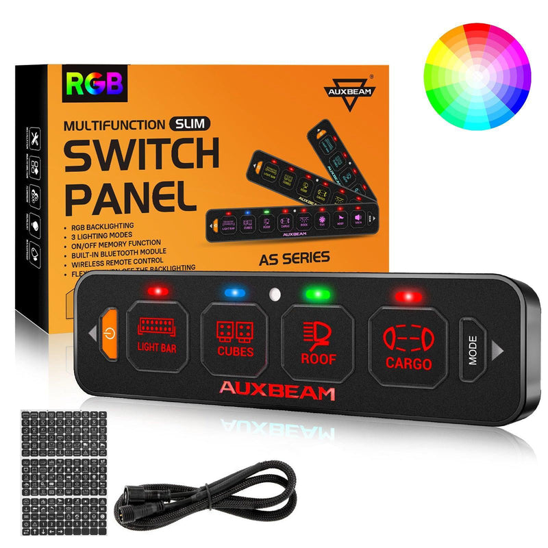 Load image into Gallery viewer, AS Series 4/6/8 Gang RGB Slim Switch Panel with APP&amp;Remote Control, Toggle/ Momentary/ Pulsed Mode Supported(One-Sided Outlet)
