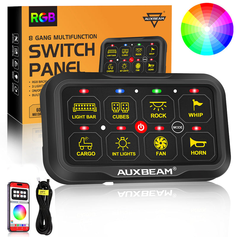 Load image into Gallery viewer, AR-820 RGB Switch Panel with APP, Toggle/ Momentary/ Pulsed Mode Supported (Two-Sided Outlet)

